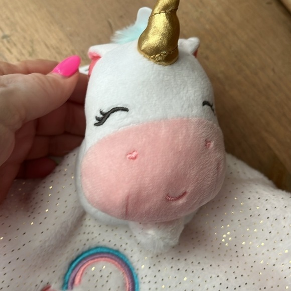 Magic Years Unicorn Lovey Security Blanket NWT Baby Believe Pink Satin Trim - Picture 3 of 8
